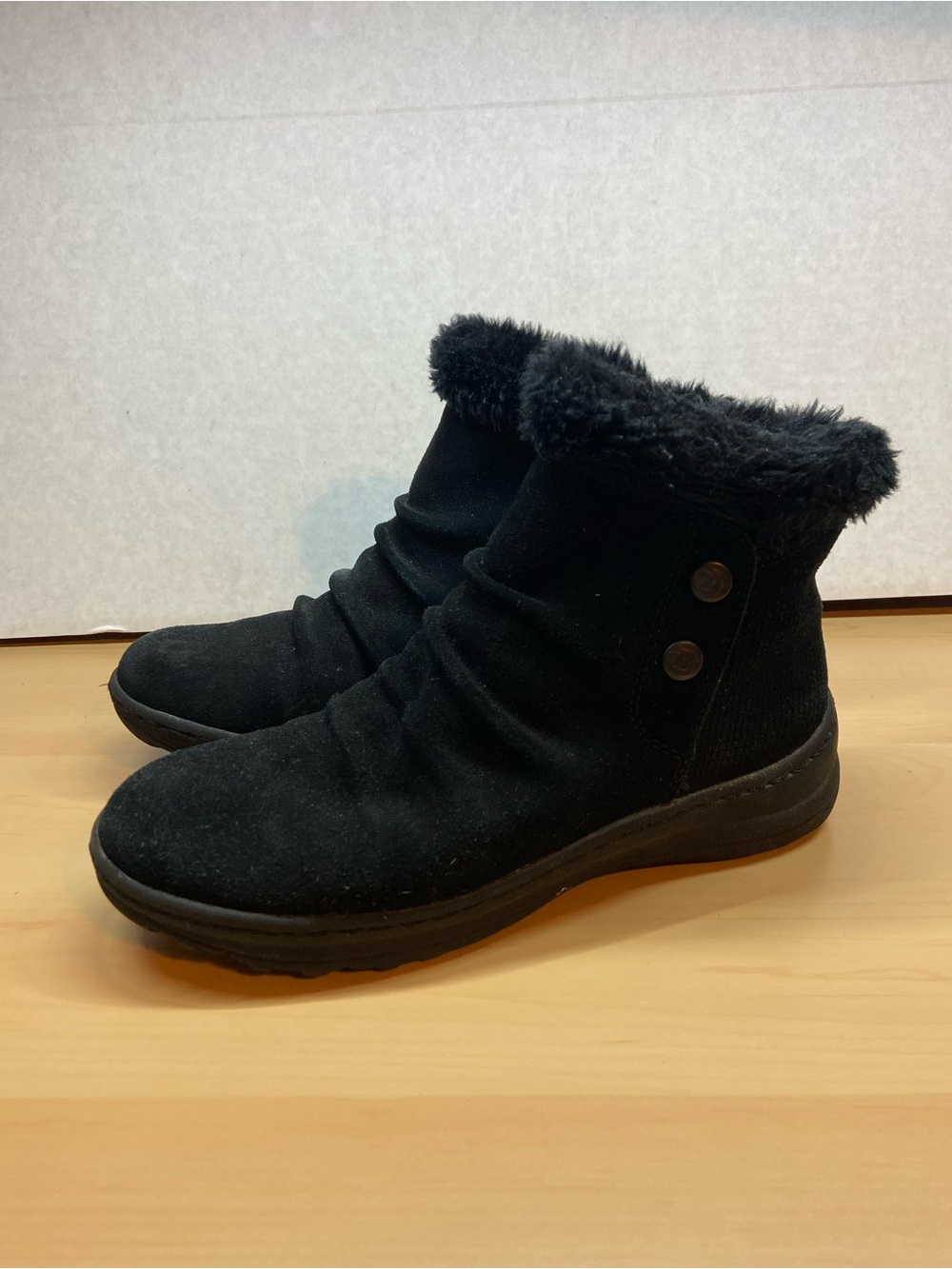 BareTraps Black Faux-Fur Ankle Boots